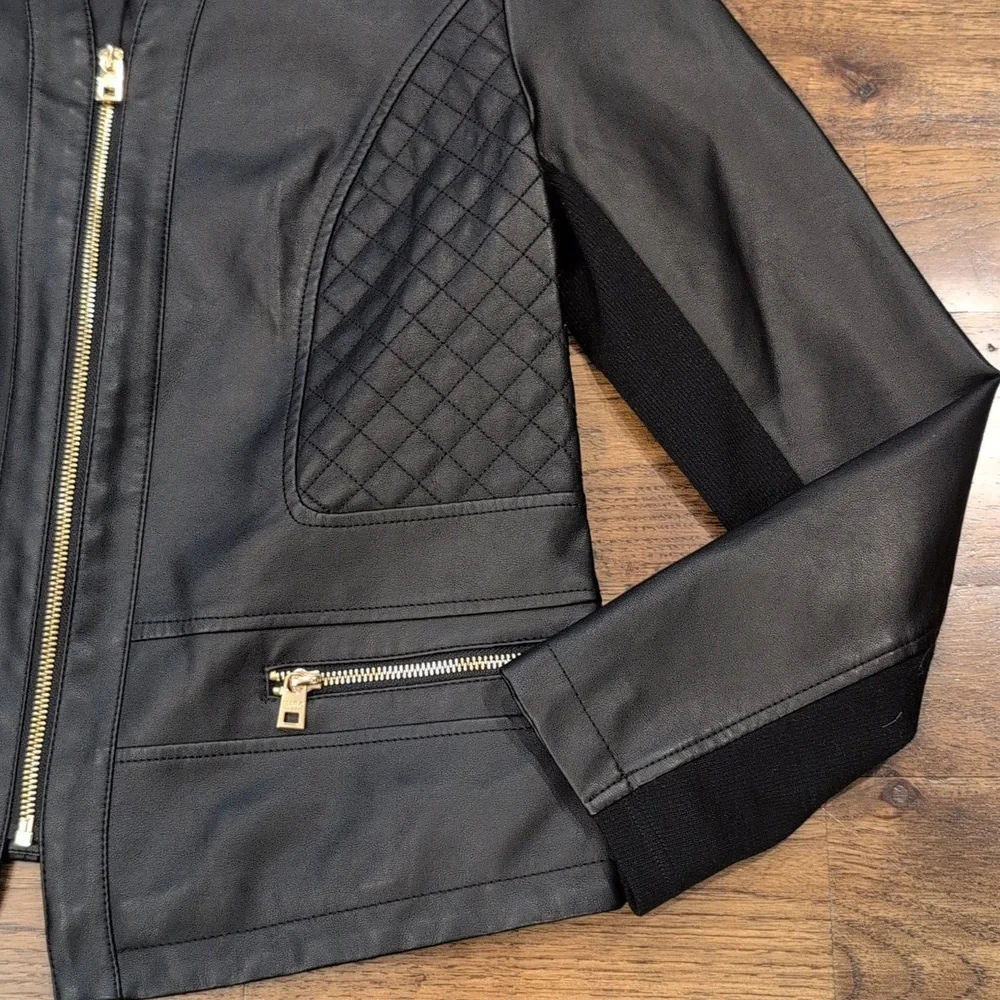 Women's Marc New York black faux leather jacket size M - Picture 4 of 6